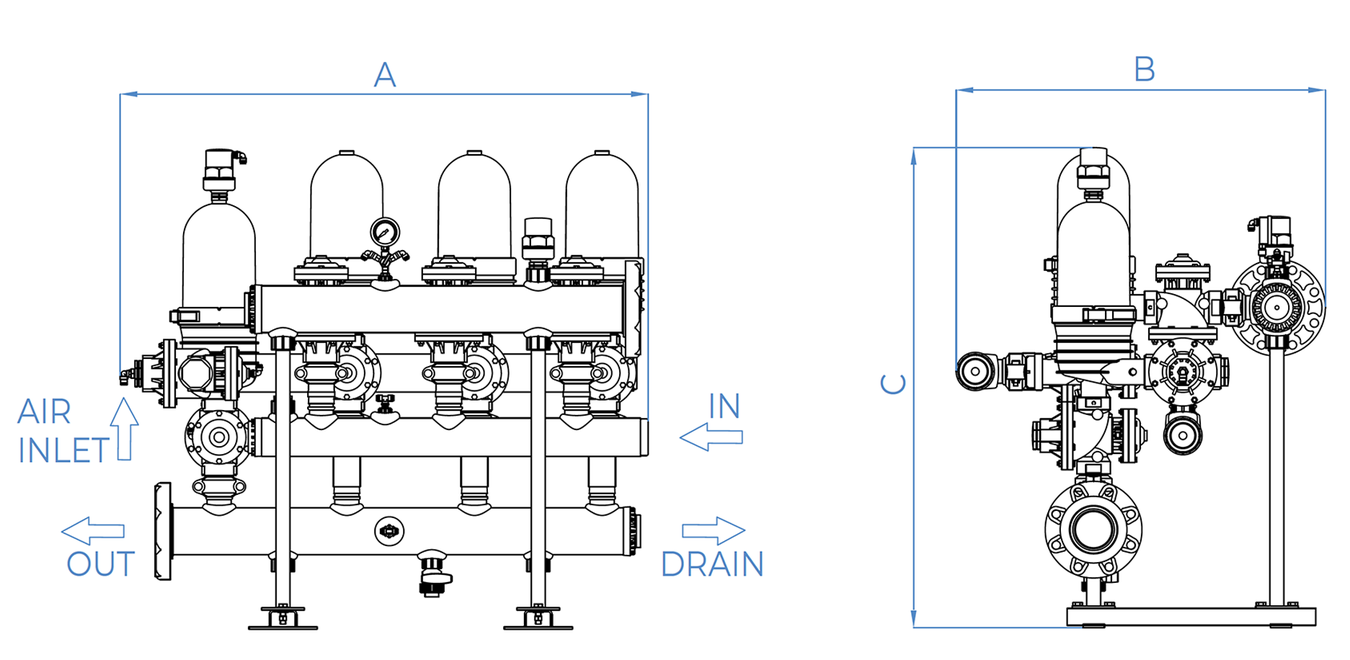 Amiad - 2Inch Spin Klin Air-Aided - Typical Installation Drawing