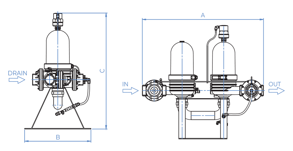 Amiad - 2Inch Spin Klin Compact Air-Aided  - Typical Installation Drawing