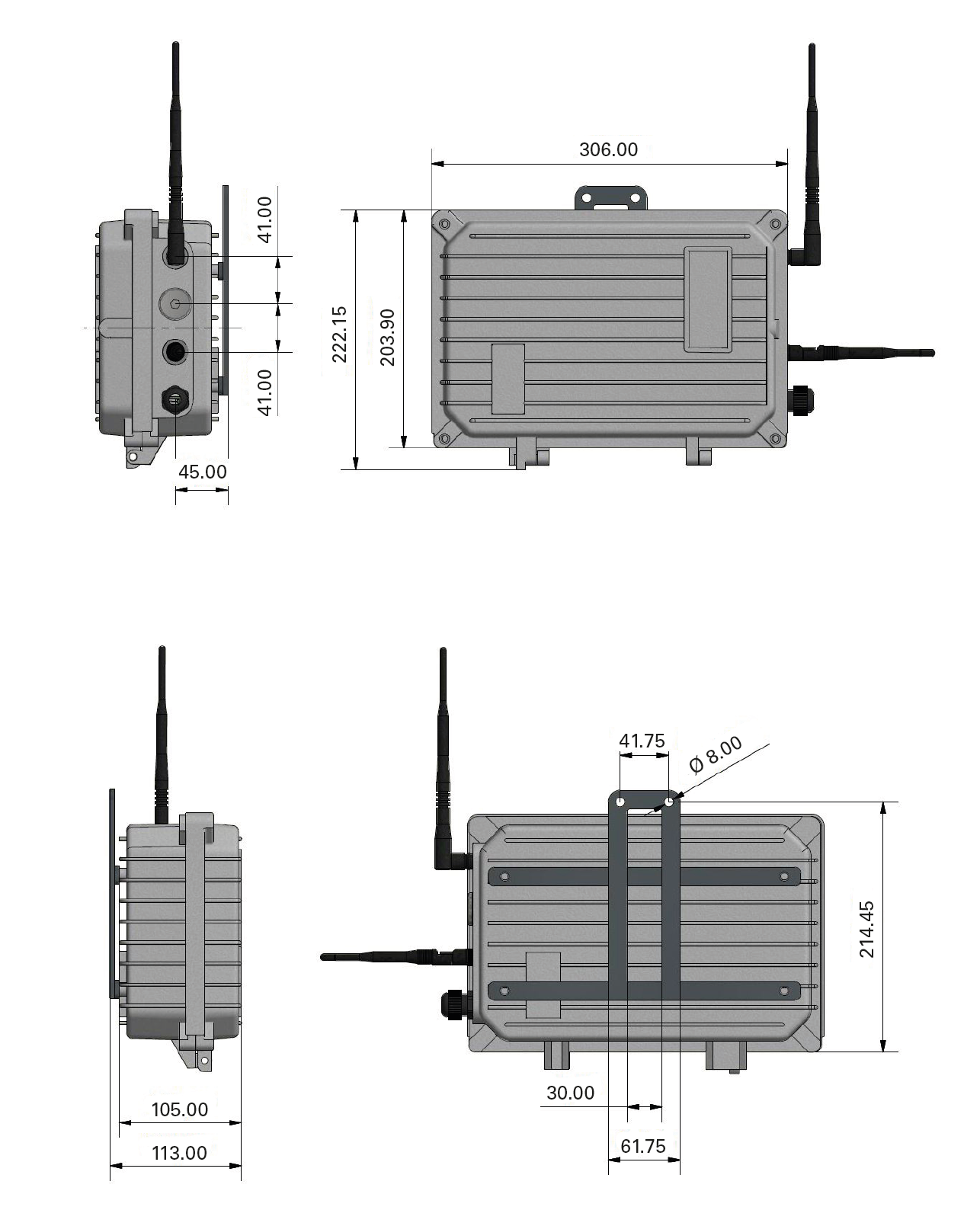 Sensus - RF Gateway - Dimensions